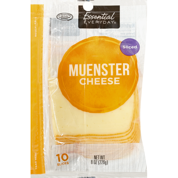 Packaged Cheese Essential Everyday Cheese, Muenster, Sliced hero