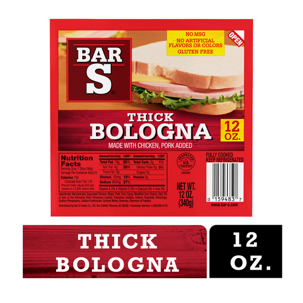 Lunch Meat Bar-S Thick Bologna Sliced Deli-Style Lunch Meat hero