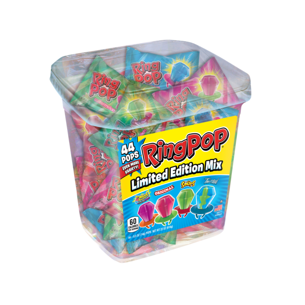 Candy & Chocolate Ring Pop Assorted Flavors Lollipops Tub Bulk Variety Pack, 0.5 Oz, 44 Count hero