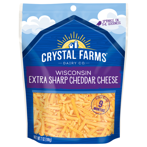 Packaged Cheese Crystal Farms Cheese, Extra Sharp Cheddar, Wisconsin hero