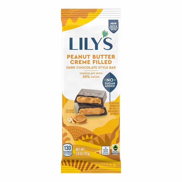 Lily's Peanut Butter Creme Filled Dark Chocolate Style No Sugar Added Sweets hero