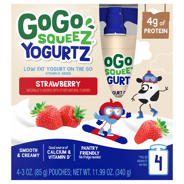 Yogurt GoGo Squeez Yogurt On the Go, Low Fat, Strawberry hero