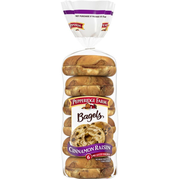 Breakfast Bakery Pepperidge Farm Cinnamon Raisin Bagels hero