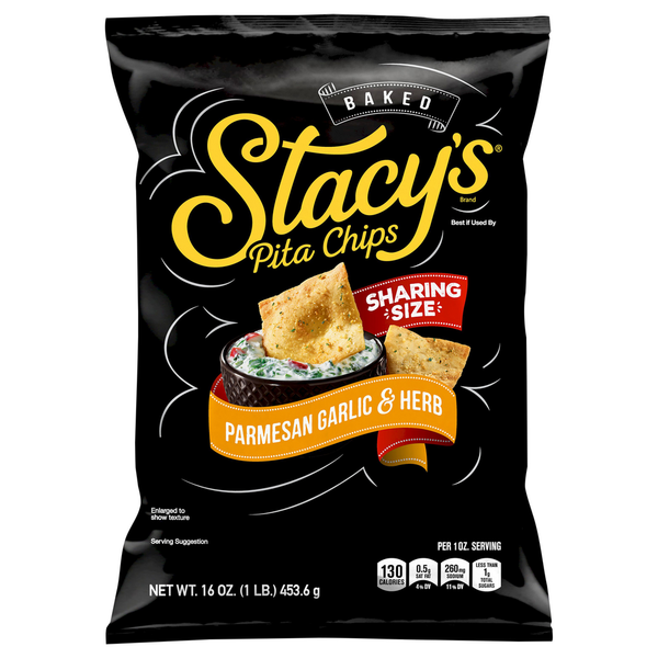 Stacy's Pita Chips, Parmesan Garlic & Herb, Baked, Sharing Size hero