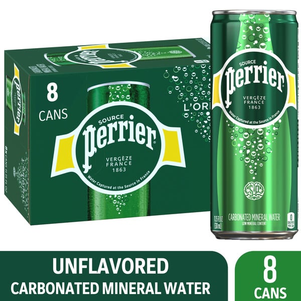 Water, Seltzer & Sparkling Water Perrier Sparkling Water Sleek Cans hero