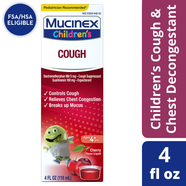 Cold, Flu & Allergy Mucinex Children's Cough Medicine, Expectorant, Cherry Flavor, Liquid Cough Suppressant hero