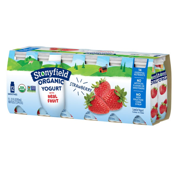 Yogurt Stonyfield Organic Lowfat Yogurt Strawberry Smoothies hero