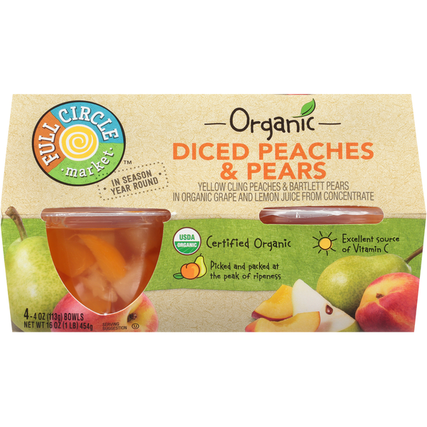 Fruit & Vegetable Snacks Full Circle Diced Peaches & Pears hero