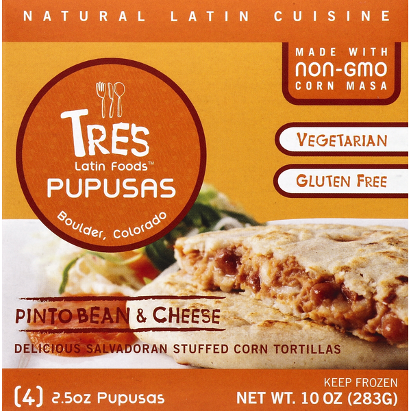 Frozen Meals Tres Latin Foods Pinto Bean & Cheese Tortilla Pupusas hero