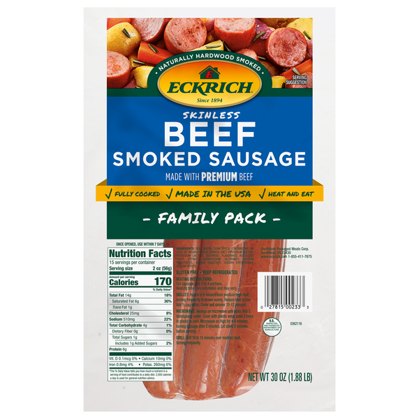 Hot Dogs, Bacon & Sausage Eckrich Smoked Sausage hero