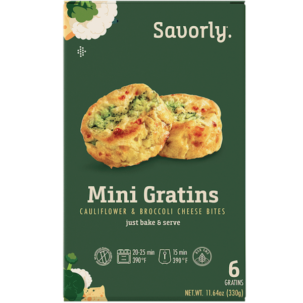 Frozen Vegan & Vegetarian Savorly Mini Broccoli & Cheese Gratins hero