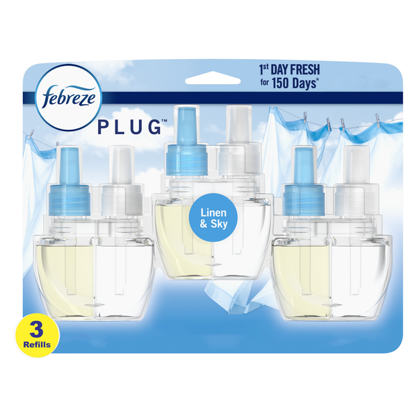 Air Fresheners & Candles Febreze Odor-Eliminating Fade Defy PLUG Air Freshener Refill, Linen & Sky, Oil Refills hero