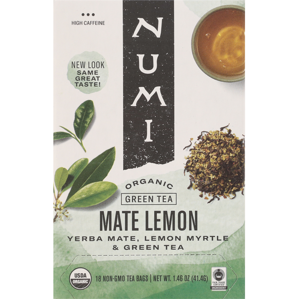 Tea Numi Green Tea, Organic, Mate Lemon, Tea Bags hero