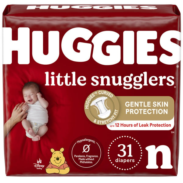 Diapers & Wipes Huggies Little Snugglers Baby Diapers, Size Newborn (up to 10 lbs) hero