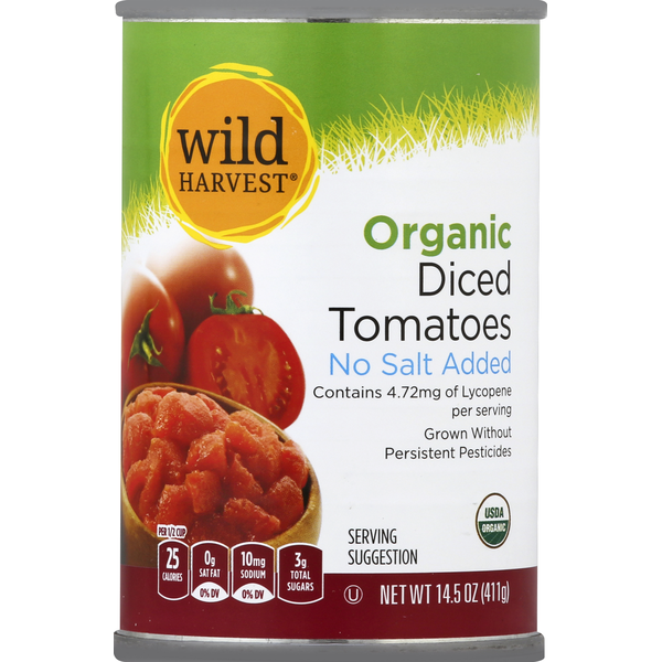 Canned & Jarred Vegetables Wild Harvest Tomatoes, No Salt Added, Organic, Diced hero