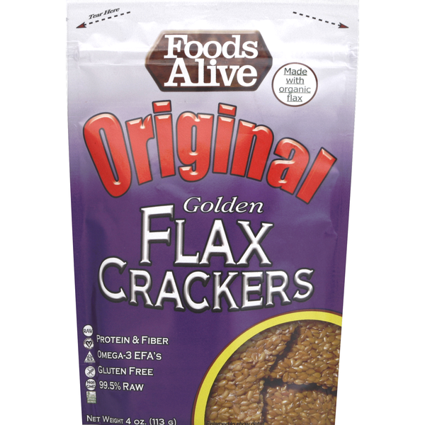 Foods Alive Golden Flax Crackers, Regular hero