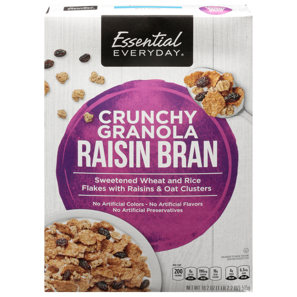 Cereal Essential Everyday Granola, Raisin Bran, Crunchy hero