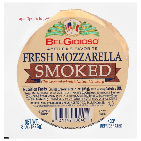 Specialty Cheeses BelGioioso Fresh Mozzarella Cheese, Smoked with Natural Hickory, Ball, Cryo hero