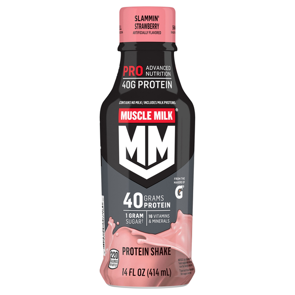 Energy & Sports Drinks MUSCLE MILK Protein Shake, Slammin' Strawberry hero