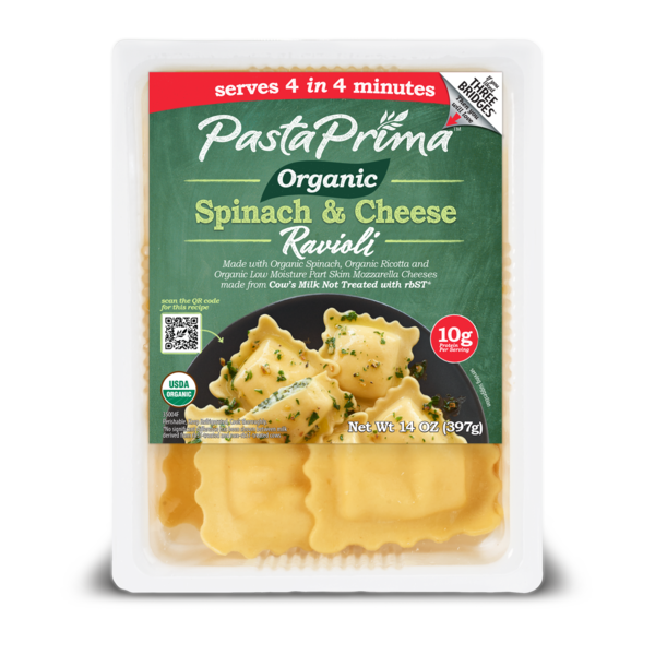 Frozen Vegan & Vegetarian Pasta Prima Organic Spinach & Cheese Ravioli hero