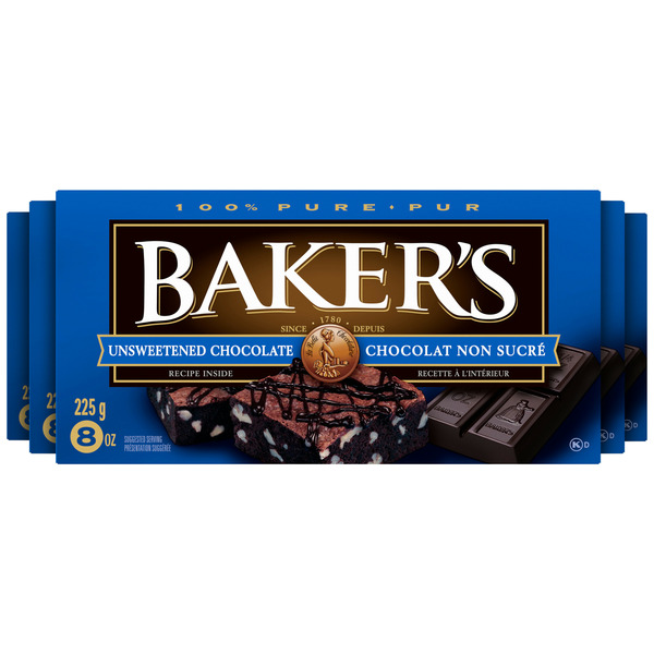 Baking Ingredients Baker's 100% Pure Unsweetened Chocolate Baking Bar hero