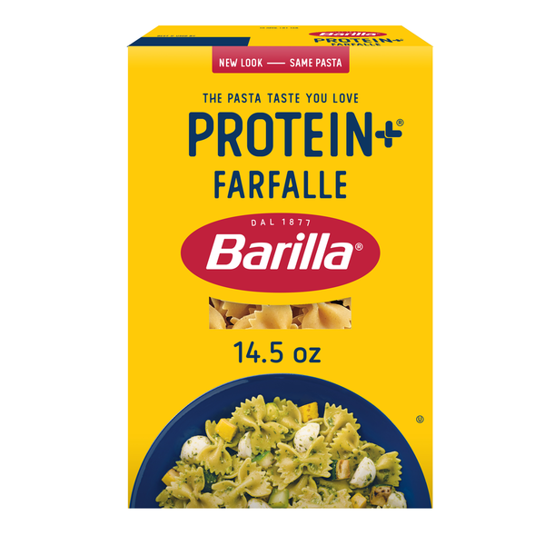 Dry Pasta Barilla Protein+ (Plus) Farfalle Pasta - Plant Based Pasta - Made from Lentils, Chickpeas & Peas hero