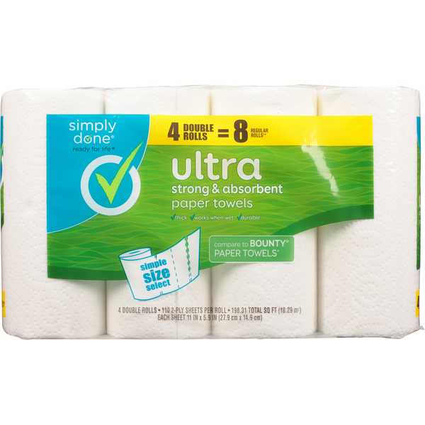 Paper Goods Simply Done Paper Towels, Double Rolls, Strong & Absorbent, Ultra, 2-Ply hero