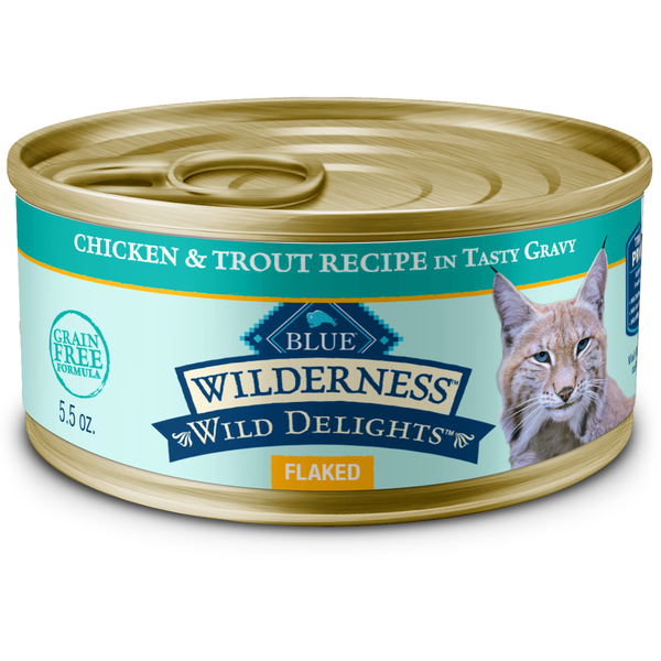 Cat Food & Care Blue Buffalo Wilderness Wild Delights High Protein Flaked Wet Cat Food, Chicken & Trout hero