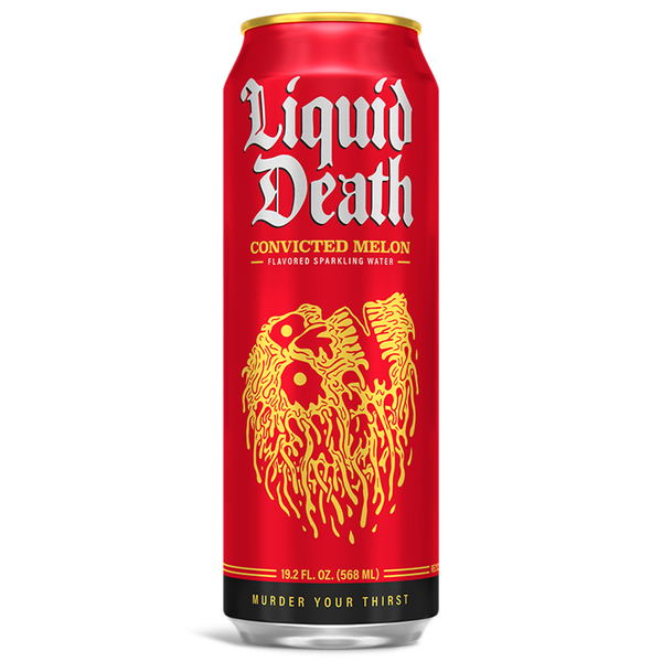 Liquid Death Sparkling Water, Convicted Melon hero