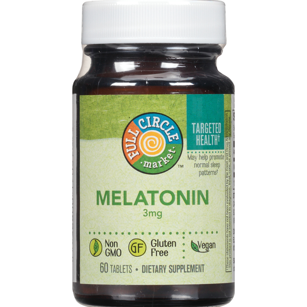 Stress & Sleep Aids Full Circle Melatonin 3 Mg May Help Promote Normal Sleep Patterns Dietary Supplement Vegan Tablets hero