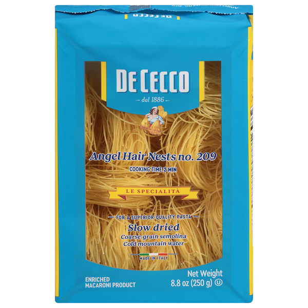 Dry Pasta De Cecco Angel Hair Nests, No. 209 hero