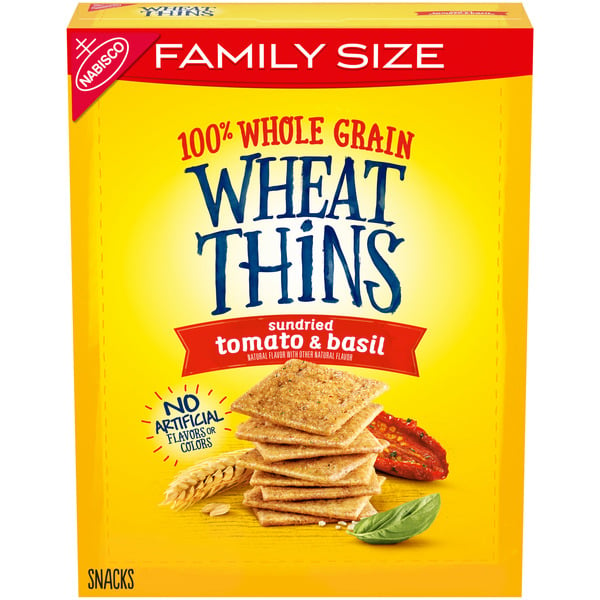 Crackers Wheat Thins Sundried Tomato & Basil Whole Grain Wheat Crackers, Family Size hero