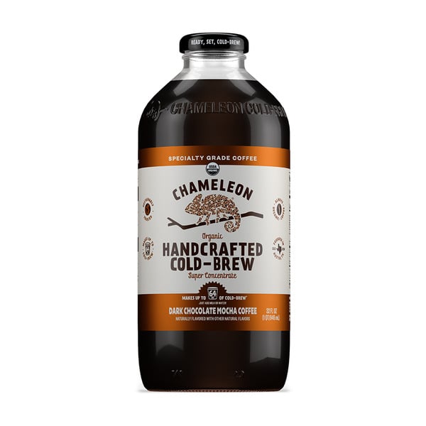 Cold Bottled Coffee Chameleon Organic Cold-Brew Super Concentrate Dark Chocolate Mocha Coffee hero