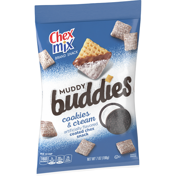 Cookies & Cakes Chex Mix Cookies and Cream Muddy Buddies Individual Snack Bag Lunch Box Snack hero