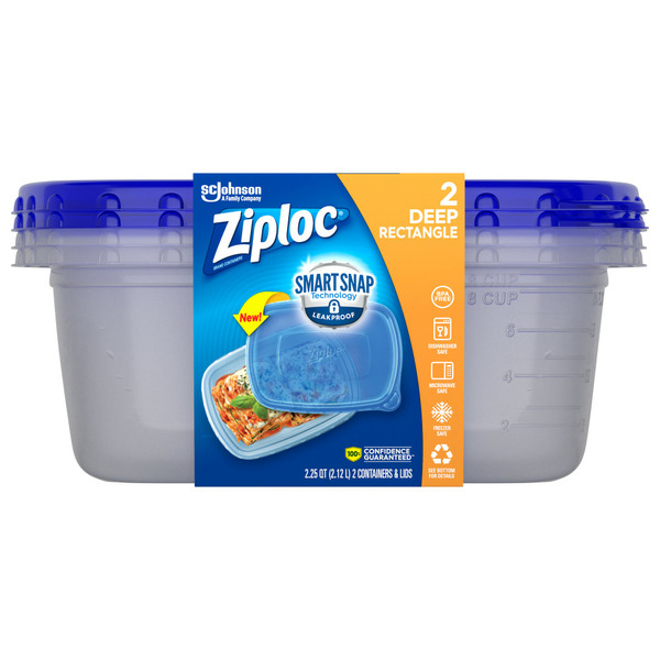 Food Storage Ziploc Plastic Containers, Deep Rectangle hero