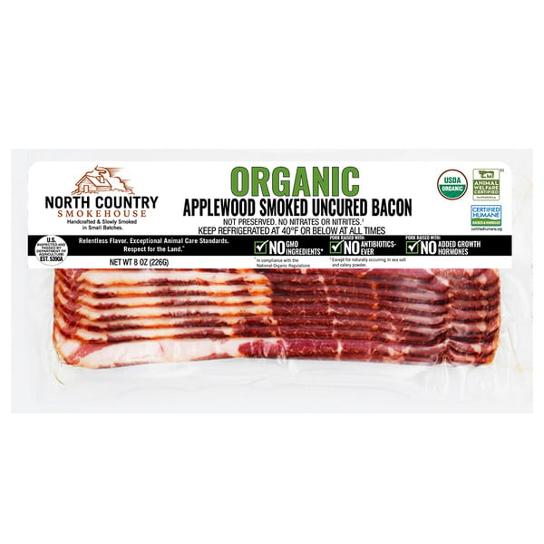 Hot Dogs, Bacon & Sausage North Country Smokehouse Organic Applewood Smoked Uncured Bacon hero