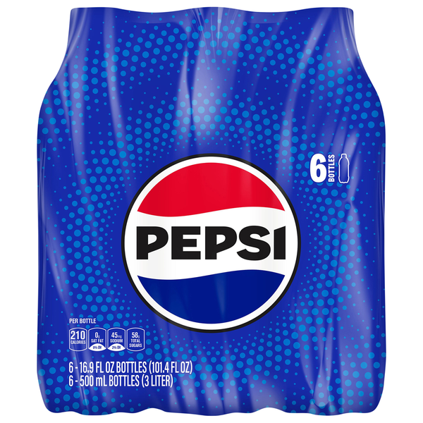 Soda Pepsi Soda Cola 16.9 Fl Oz, 6 Count hero