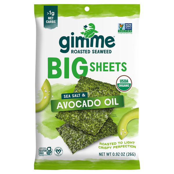 Fruit & Vegetable Snacks gimMe Roasted Seaweed, Sea Salt & Avocado Oil, Big Sheets hero