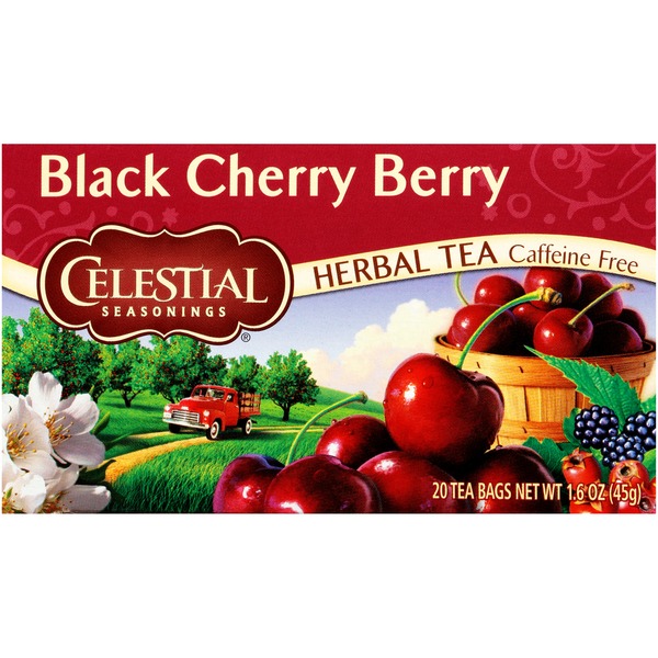 Tea Celestial Seasonings Black Cherry Berry, Caffeine-Free Herbal Tea hero