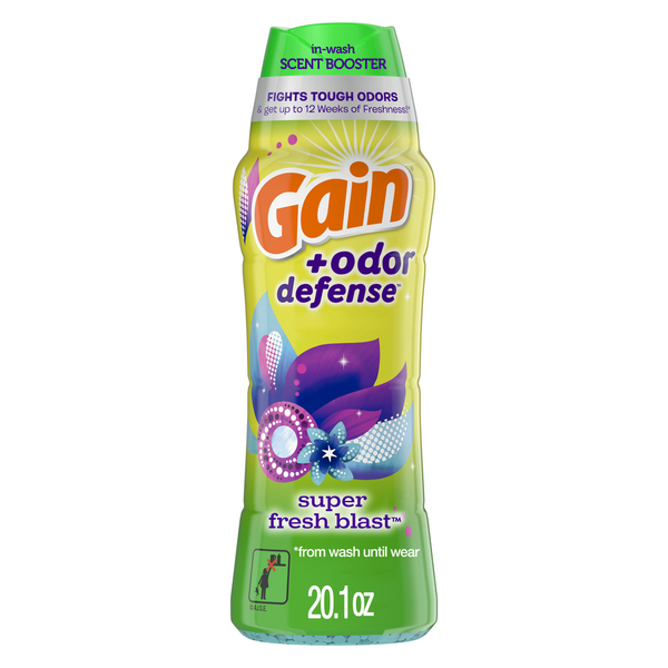 Laundry Gain + Odor Defense In-Wash Scent Booster, Super Fresh Blast Scent hero