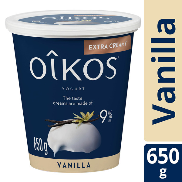 Yogurt Oikos Extra Creamy Greek Yogurt, Vanilla, Blended, 9% M.F. hero