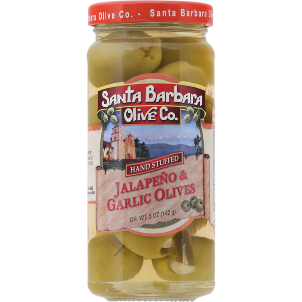 Pickled Goods & Olives Santa Barbara Olive Co. Olives, Jalapeno & Garlic, Hand Stuffed hero