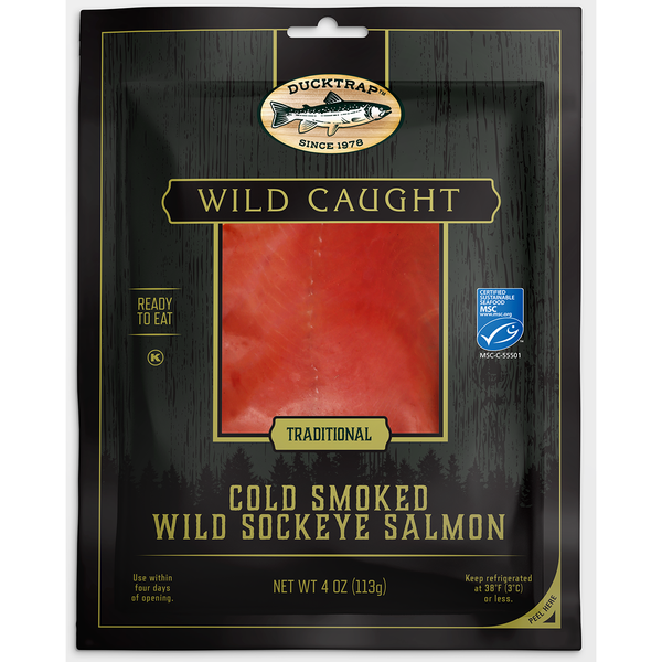 Packaged Seafood Ducktrap Cold Smoked Wild Sockeye Salmon Traditional hero