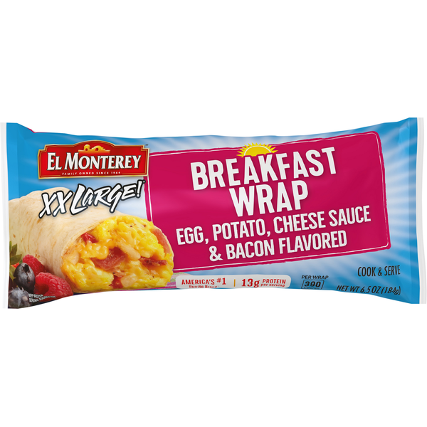 El Monterey Breakfast Wrap, Egg, Potato, Cheese Sauce & Bacon Flavored hero