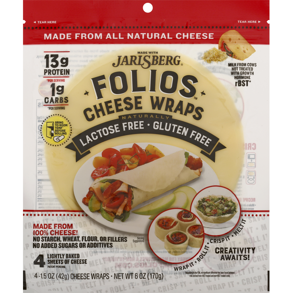 Packaged Cheese Jarlsberg Cheese Wraps, Lactose Free, Gluten Free, Naturally hero