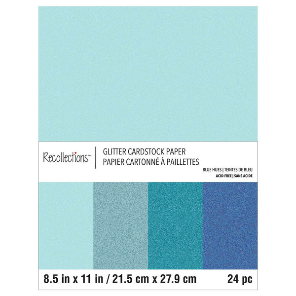 Card Making & Stationery Recollections Blue Hues Glitter 8.5" x 11" Cardstock Paper hero