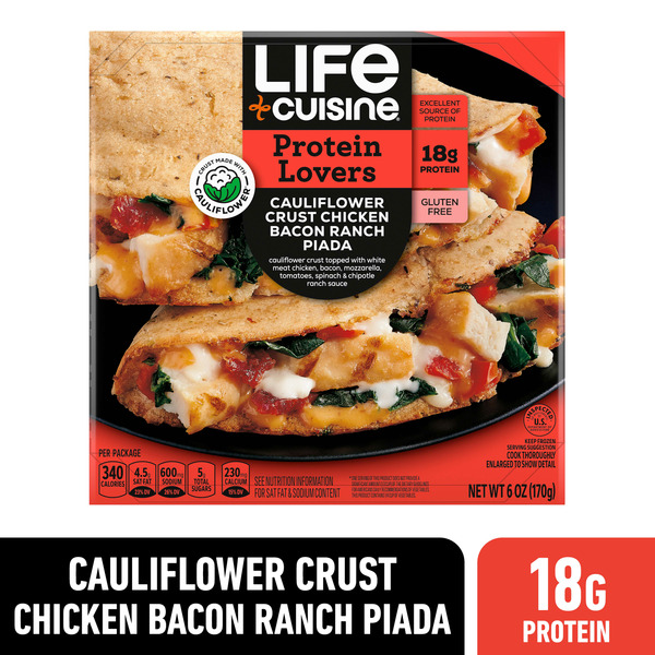 Vital Pursuit Life Cuisine Cauliflower Crust Chicken Bacon Ranch Piada Frozen Entrée hero