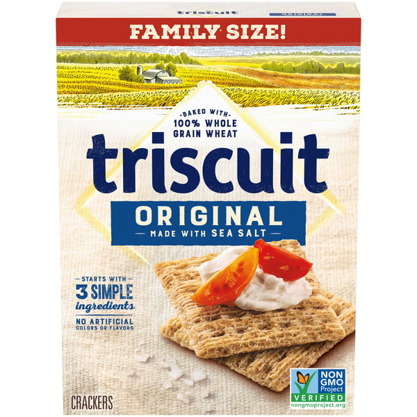 Crackers Triscuit Original Whole Grain Wheat Crackers, Vegan Crackers, Family Size hero