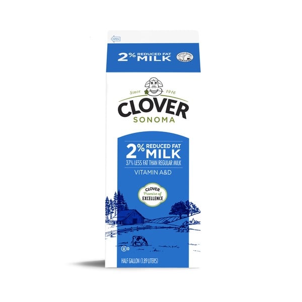 Milk Clover Sonoma Conventional Reduced Fat 2% Milk Half Gallon hero