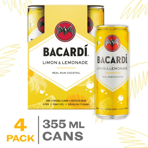 Spirits BACARDÍ Limon & Lemonade Ready to Drink Real Rum Cocktail, Gluten Free hero